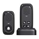 Oniissy Citofono senza fili con portata di 300 metri, comunicazione a lunga distanza, impermeabile, unità esterna per la sicurezza domestica, con batteria di grande capacità (nero)