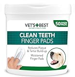 Vet's Best Salviette per la cura dei denti; riducono la placca e rinfrescano l'alito, salviette per la pulizia dentale di cani e gatti, 50 salviette monouso