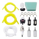 VooGenzek 12 Pezzi Tubi Del Carburante Set, 30cm Tubi Flessibili Del Carburante, Filtro Benzina, Lampadina Primer, Tubo Guarnizione, Decespugliatore per Candele, per Decespugliatore, Motosega