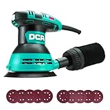 DCA Levigatrice Orbitale 300W, 6 Velocità Variabili 12000RPM Levigatrice Rotorbitale, Collecteur de Poussière, 10psc 125MM Dischi Abrasivi per la Lavorazione del Legno, Levigatura, Lucidatura, DIY