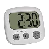 TFA Dostmann Timer digitale per sport/cucina/apprendimento, 38.2057.02, cronometro e tempo, magnetico, grande display, bianco