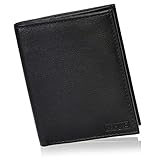 HEMING Portafoglio uomo slim nero - 100% pelle - piccolo sottile - Porta soldi e carte di credito - Portacarte - compatto