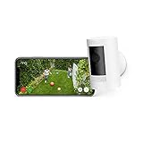 Ring videocamera esterna a batteria (Stick Up Cam) | Telecamera di sorveglianza wifi senza fili per esterno con 1080p HD video, audio bidirezionale, fai-da-te | Ring Home: 30 gg. prova gratuita