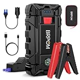 BRPOM Avviatore Batteria Auto, 9000A 26800mAh Avviatore di Emergenza per Auto/Moto, (Motori Fino a 10.0L Gas o 8.0L Diesel) Torcia a LED,Porta USB da per Smartphone