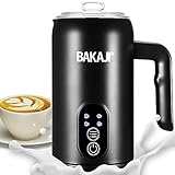 BAKAJI Montalatte Elettrico 4 in 1, Cappuccinatore Automatico 350 ml, Schiumatore per Schiuma Latte, Funzionamento Silenzioso, Ideale Cappuccino Caldo o Freddo, Caffè Macchiato, Acciaio Inossidabile