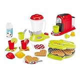Ecoiffier - EC 100% Chef Set Piccoli elettrodomestici, 7600002524, +18 Mesi, Macchina del caffè + frullatore+ Piastra per Waffle, con Tanti Accessori, Made in France