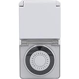 UNITEC timer diurno, meccanico, per uso esterno IP44, analogico, bianco, intervalli di 30 minuti regolabili, mini