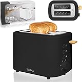 Zeegma Tostee Tostapane 820W, 2 Fette, Funzioni Scongelamento e Riscaldamento, Regolazione Tempo di Cottura, Vassoio per Briciole, Design in Acciaio Inox, Slot Ampio 3,8 cm (Nero, TOSTEE)