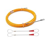 Sonda Passacavi 15m,Sonda Passacavi Professionale,Sonda Elettricista 3mm,Sonda Tiracavi con 2 Molla di Guida,Sonda Tiracavi Cavo,Estrattore Cavi Per Cavi Elettricista（15m,Φ3 mm）