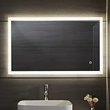 Aquamarin® Specchio Retroilluminato da Bagno - 120 x 60 cm, A++, Controluce Bianca Fredda/Calda/Neutra, a Touch, Antiappanamento - LED Rettangolare, da Parete, con Illuminazione (120 x 60 cm)