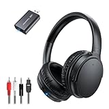 Cuffie TV Wireless per Anziani, Bassa Latenza AptX, Design con Un Pulsante Cuffie TV Over-Ear con Trasmettitore USB (Ottica/RCA/AUX/USB), Più Forti & Chiare per Ipoudenti, 20H Autonomia, Plug & Play