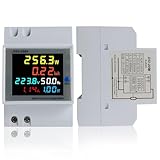 BOSYTRO Contatore di Energia Monofase,6 in 1 Multifunzione Misuratore Contatore di AC40-300V 100A Voltmetro Amperometro Contatore Elettrico su Guida DIN Adatto per sistemi di alimentazione
