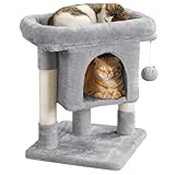 Yaheetech Tiragraffi Albero per Gatti con Posatoio Grande Graffiatoio per Gatti 40,5 x 40,5 x 59 cm Grigio Chiaro