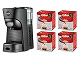 Lavazza, A Modo Mio Macchina per Caffè Tiny Eco Nera con 64 Capsule Qualità Rossa Incluse, Macchina per Espresso in Plastica Riciclata, 1450 W, 220-240 V, 50/60 Hz, 0.6 Litri