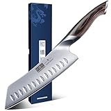 HOSHANHO Coltello da Cucina da 18 cm - Coltello Santoku Professionale Coltelli Cucina Giapponesed con Impugnatura Ergonomica in Legno Pakka