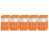 Amazon Basics Confezione da 60 batterie Zinco aria per apparecchi acustici, misura 13, 1,45 Volt, linguetta arancione, durata 4 anni, Confezione Sicura per Bambini (Usare le Forbici per Aprire)