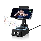 flintronic Cassa Bluetooth Portatile, Speaker Bluetooth 5.3 con Audio Surround HD, Supporto Telefono con Altoparlante Bluetooth Wireless e Sveglia,Regolabile per Smartphone/iPad