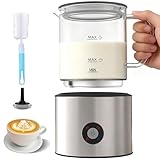 Montalatte Elettrico 4 in 1, Montalatte Induzione 500ML Freddo e Caldo con Vetro Visibile Graduazione, Automatici, Silenziosa, Lavastoviglie per Cappuccino, Caffè, Latte