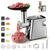 Tnamdan Tritacarne elettrico,insaccatrice per salsicce,tritacarne elettrico in acciaio inossidabile da 2800W max e tritatutto per verdure,3 piastre di macinatura,taglierina per verdure con 5 lame