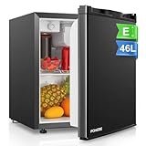 FOHERE Frigorifero Piccolo 46Litri, Mini Frigo Tavolo Monoporta, Termostato Regolabile, Silenzioso, Porta Reversibile, Adatto a casa, Appartamenti, ufficio e hotel, Nero