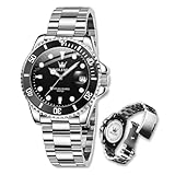 Raitown Orologi Uomo in Acciaio Inossidabile, 41mm di Diametro con Lancette Luminose e Calendario, Movimento a Quartzo, Impermeabile 3ATM, Classico Orologio da Uomo (Nero)