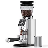 AMZCHEF Macinacaffè Elettrico con 45 Livelli di Macinatura, Macine Coniche in Acciaio Inox, Supporto Portafiltro Regolabile, Pannello di Controllo Touch LED, Corpo in Acciaio Inox