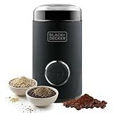 BLACK+DECKER BXCG150E - Macinacaffè Elettrico 150W | Serbatoio 50g | Lame e Contenitore in Acciaio Inox | Macinatura Fine | Avvolgicavo Integrato | Nero