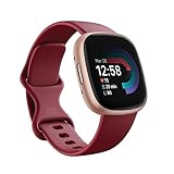 Smartwatch per il fitness Fitbit Versa 4 con GPS integrato, fino a 6 giorni di autonomia e compatibile con iOS 15 & Android OS 9.0, Rosso ciliegia / Alluminio rame rosa