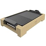Cecotec Tasty & Grill 2000 Bamboo Black Piastra Elettrica Potenza 2000 W, Acciaio Inossidabile, Termostato Regolabile, Superficie Grill, Rivestimento RockStone, Lavabile in lavastoviglie
