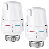 Flintronic Termostato da Radiatore, 2Pezzi Termostatica Intelligente, per Riscaldamento Intelligente, Sistema di riscaldamento con controllo automatico della temperatura, Universale, Bianco