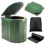 KINSPORY Toilette Portatile, WC per Campeggio e Camper (Verde con Coperchio)