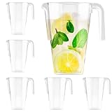 MATANA - 6 Brocche in Plastica, Caraffe Trasparenti (1,5L) - Cocktail, Limonata, Punch, Sangria, Birre e Altro - Compleanni, Matrimoni, Natale, Picnic, Barbecue, Feste - Resistenti e Riutilizzabili
