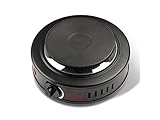 Girmi PE16 Fornello Elettrico, 500 W, Piastra in Ghisa 11cm, Spia di accensione, Piedini di appoggio, Regolazione Temperatura, Nero