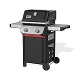 Weber Barbecue a gas Spirit E-210/2 bruciatori, accensione Snap-Jet, ruote resistenti e griglia di riscaldamento, superficie di 51 x 46cm, compatibile con le guide laterali Weber Works, nero/argento