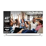 Thomson 43 Pollici (109cm) 4K Ultra HD Bianco Smart Google TV, Wi-Fi,Dolby Audio, HDR10, Bluetooth 5.1, Triple-Tuner (Cavo/Satellite/Antenna), HDMI, CI+, A+ Pannello - 43UG4S14W