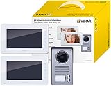 Vimar K40931 Kit videocitofonico da parete con: 2 videocitofoni vivavoce a colori LCD 7' con tastiera capacitiva, targa audiovideo 2 pulsanti, 2 alimentatori, completo di staffe per il fissaggio