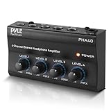 Pyle Preamplificatore Phono, Giradischi - Amplificatore Audio Stereo 4 Canali Portatile con Jack Bilanciato TRS da 6,35 mm e Ingresso TRS da 6,35 mm