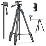 CAMBOFOTO Treppiede orizzontale 185 cm per iPhone/fotocamera, Treppiede overhead per smartphone flessibile, Supporto per telefono per riprese video/Borsa da trasporto