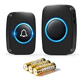 Blendura Campanello Senza Fili da Esterno Impermeabile IP44, Campanello Wireless con Raggio d’Azione 300M, Ricevitore da Interno con 5 Volumi Regolabili, 60 Suonerie, Nero