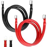 GBKDQQ 2 cavi batteria 35 mm² 100 cm, cavo batteria auto 2 AWG, cavo di collegamento per batteria auto con morsetti ad anello M8, cavo batteria per batteria da 12 V 24 V