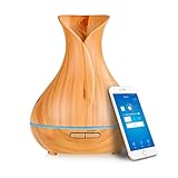 Diffusore di oli essenziali wireless Smart WiFi, compatibile con Alexa e Google Home, app per telefono e controllo vocale, grande diffusore a ultrasuoni, impostazioni LED e timer (marrone chiaro)