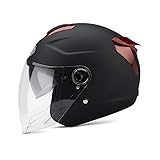Galatée Casco Per Adulti Con Doppia Visiera. Calotta Rigida In Abs, Strato Tampone In Eps Ispessito, Fibbia a Sgancio Rapido a 7 Sezioni, Fori Di Ventilazione Anteriori e Posteriori(Nero opaco)