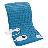 Termoforo Elettrico,Termoforo per schiena, collo, spalle e addome con spegnimento automatico, flanella morbida (blu, 30x60cm)