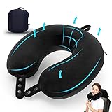 Cuscino cervicale da viaggio, cuscino in memory foam per aereo, supporto per la testa, morbido cuscino regolabile per aereo, auto e reclinabile a casa (nero)