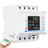 Wifi contatore energia elettrica trifase 100A 380V AC contatore elettrico wifi contatore bidirezionale con controllo del tempo/protezione da sovratensione/sovracorrente.