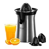 Russell Hobbs Spremiagrumi Elettrico, Bicchiere Grande E Piccolo, Rotazione Bidirezionale Destra, Sinistra, Antigoccia, Lavastoviglie Ok, 60 W, Senza Bpa, Acciaio Inox, 22760-56