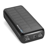 SBS Solar PowerBank, 20000mAh, Power Bank con Pannello Solare, Ricarica Rapida, Intelligent Charge (IC), LED di Carica, USB-C, USB-A, Caricabatterie Portatile da Viaggio, Design Compatto, Nero