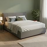 Talamo Italia - Letto matrimoniale Stella, Letto contenitore con rivestimento in tessuto, 100% Made in Italy, Apertura frontale, adatto per materasso Cm 160x200, Grigio
