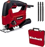 Seghetto alternativo Einhell TC-JS 80/1 Kit (550 W, altezza di sollevamento 20 mm, movimento pendolare, profondità di taglio 80 mm in legno, 10 mm in acciaio, 3.000 min-1, incl. 3x lame attacco a T)