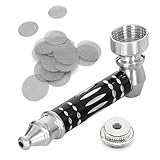 Metallo Pipa per Tabacco in Nero, Mini Pipa per Fumo Portabile con 20 Filtri a Schermo in Acciaio Inossidabile, Accessorio per Fumare Pipa Smontabile, Pipa Tascabile Come Regalo per Gli Padre